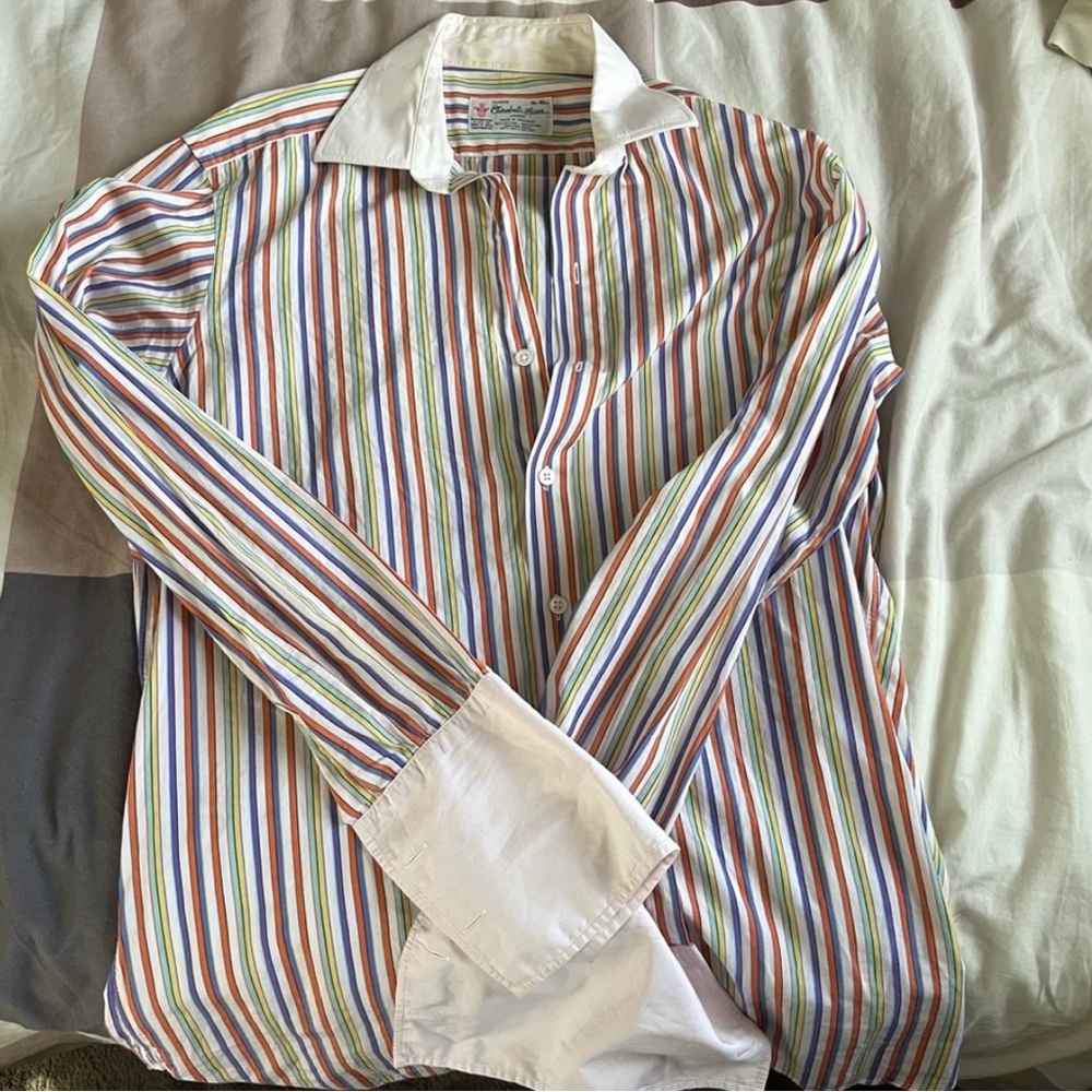 American Vintage Red and Blue Casual Button Down Shirt